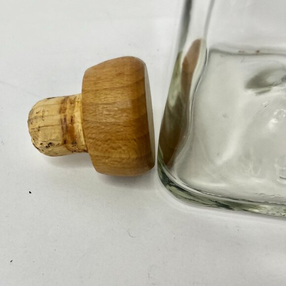 Floral Clear Glass Apothecary Bottle Hand painted Pink Flowers & Green Leaves - Picture 7 of 12